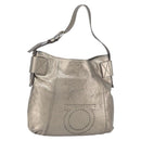 Salvatore Ferragamo Gancini Shoulder Bag Leather Gold Auth 166709-1