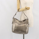 Salvatore Ferragamo Gancini Shoulder Bag Leather Gold Auth 166709-21