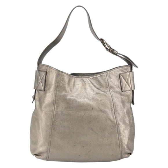 Salvatore Ferragamo Gancini Shoulder Bag Leather Gold Auth 166709