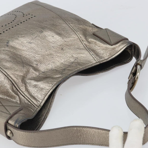 Salvatore Ferragamo Gancini Shoulder Bag Leather Gold Auth 166709
