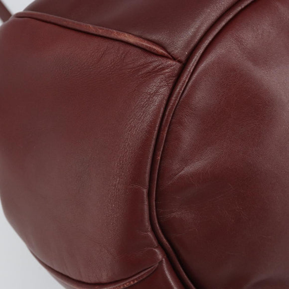 CARTIER Must Line Shoulder Bag Leather Bordeaux Gold Auth 166710