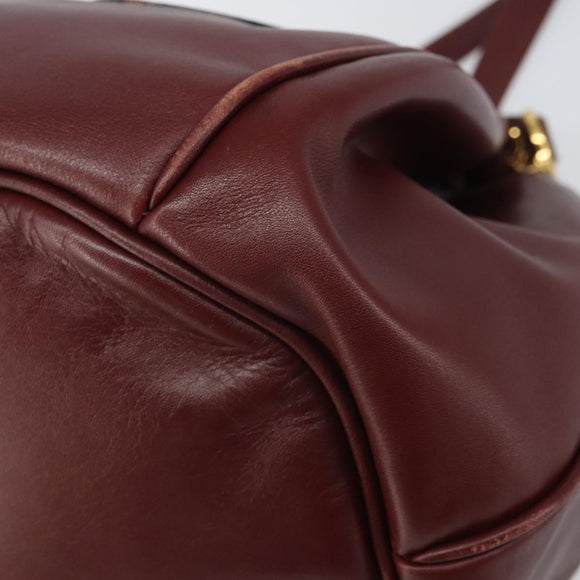 CARTIER Must Line Shoulder Bag Leather Bordeaux Gold Auth 166710