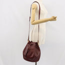 CARTIER Must Line Shoulder Bag Leather Bordeaux Gold Auth 166710-20