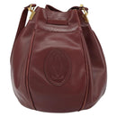 CARTIER Must Line Shoulder Bag Leather Bordeaux Gold Auth 166710-3