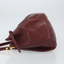 CARTIER Must Line Shoulder Bag Leather Bordeaux Gold Auth 166710-5