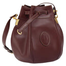 CARTIER Must Line Shoulder Bag Leather Bordeaux Gold Auth 166711-1