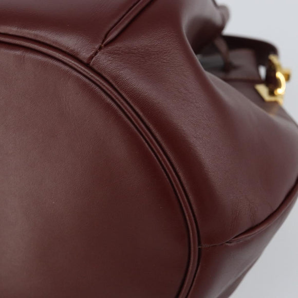 CARTIER Must Line Shoulder Bag Leather Bordeaux Gold Auth 166711