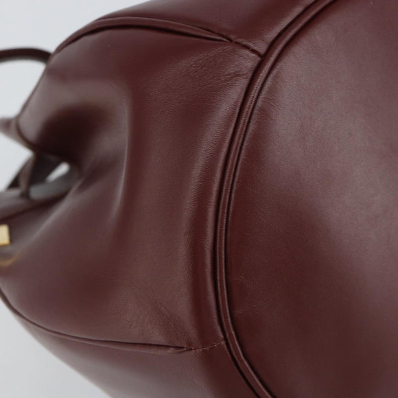 CARTIER Must Line Shoulder Bag Leather Bordeaux Gold Auth 166711
