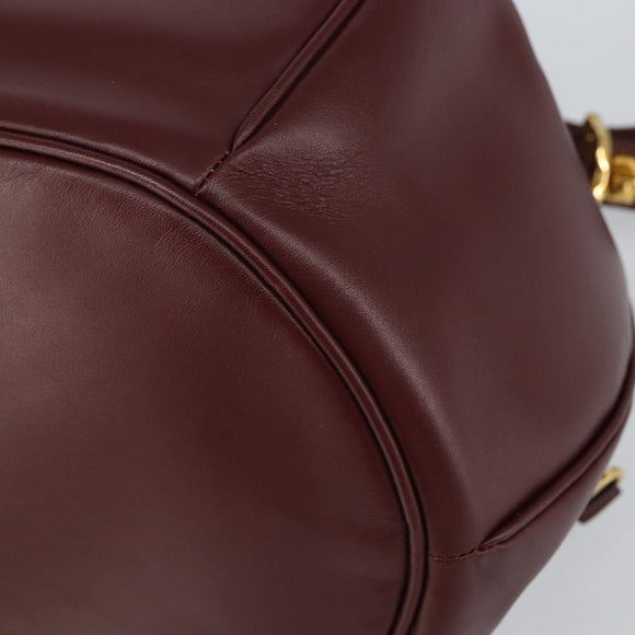 CARTIER Must Line Shoulder Bag Leather Bordeaux Gold Auth 166711