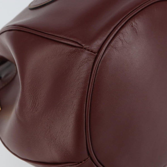 CARTIER Must Line Shoulder Bag Leather Bordeaux Gold Auth 166711