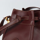 CARTIER Must Line Shoulder Bag Leather Bordeaux Gold Auth 166711-10