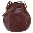 CARTIER Must Line Shoulder Bag Leather Bordeaux Gold Auth 166711-13