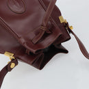 CARTIER Must Line Shoulder Bag Leather Bordeaux Gold Auth 166711-6