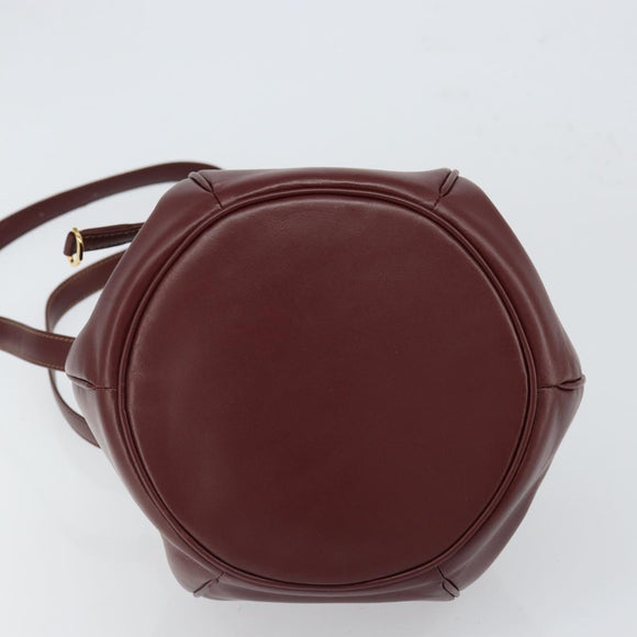 CARTIER Must Line Shoulder Bag Leather Bordeaux Gold Auth 166711