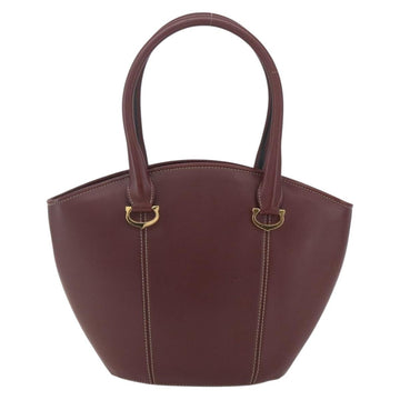 CARTIER Must Line Hand Bag Leather Bordeaux Gold Auth 166712 - 0
