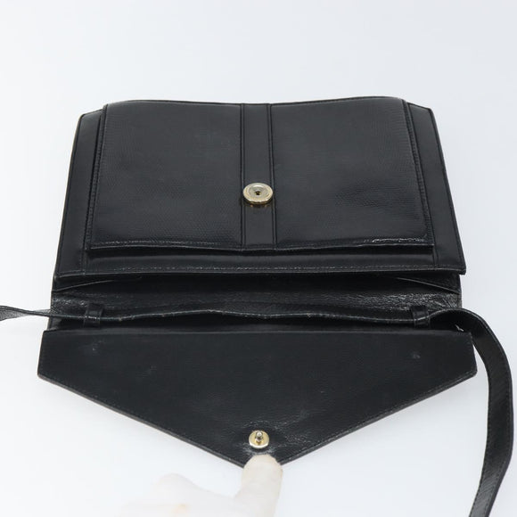 SAINT LAURENT Shoulder Bag Leather Gold Black Auth 166716