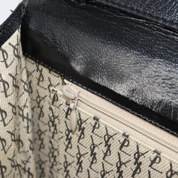 SAINT LAURENT Shoulder Bag Leather Gold Black Auth 166716