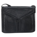 SAINT LAURENT Shoulder Bag Leather Gold Black Auth 166716-2