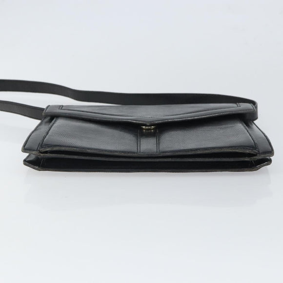 SAINT LAURENT Shoulder Bag Leather Gold Black Auth 166716