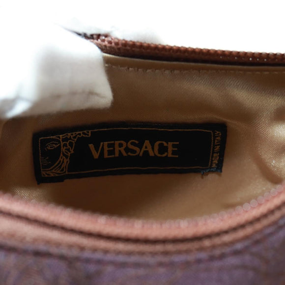 VERSACE Hand Bag Nylon Black Silver Auth 166717V