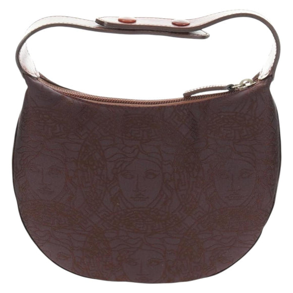 VERSACE Hand Bag Nylon Black Silver Auth 166717V
