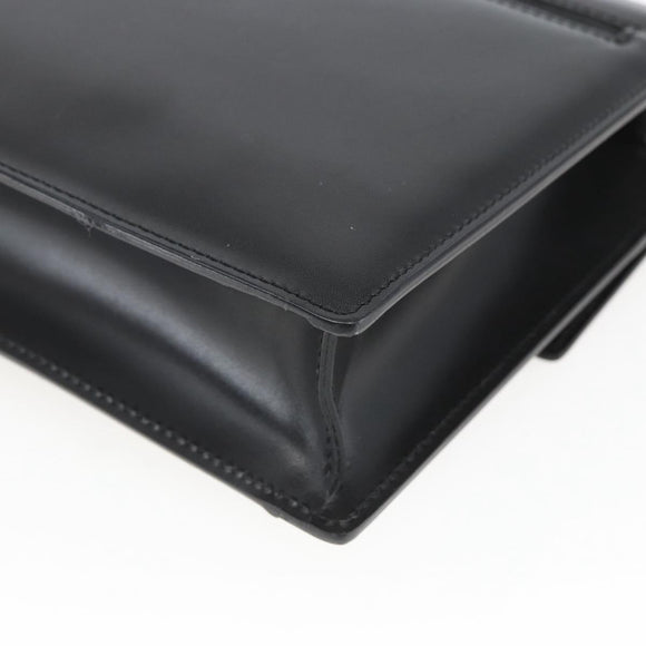 VERSACE Clutch Bag Leather Black Silver Auth 166718