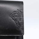 VERSACE Clutch Bag Leather Black Silver Auth 166718-8