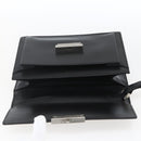 VERSACE Clutch Bag Leather Black Silver Auth 166718-9
