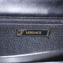 VERSACE Clutch Bag Leather Black Silver Auth 166718-20