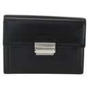 VERSACE Clutch Bag Leather Black Silver Auth 166718-13