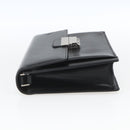VERSACE Clutch Bag Leather Black Silver Auth 166718-3