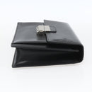 VERSACE Clutch Bag Leather Black Silver Auth 166718-4