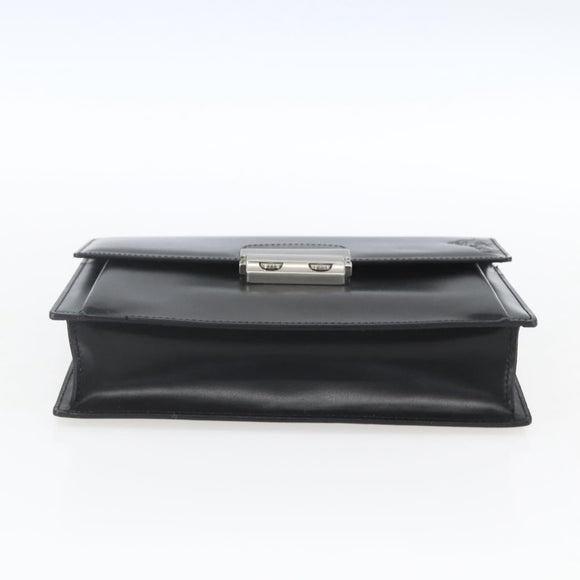 VERSACE Clutch Bag Leather Black Silver Auth 166718