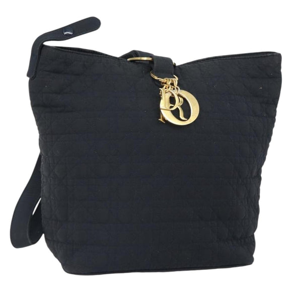 Christian Dior Canage Shoulder Bag Black Gold Auth 166720