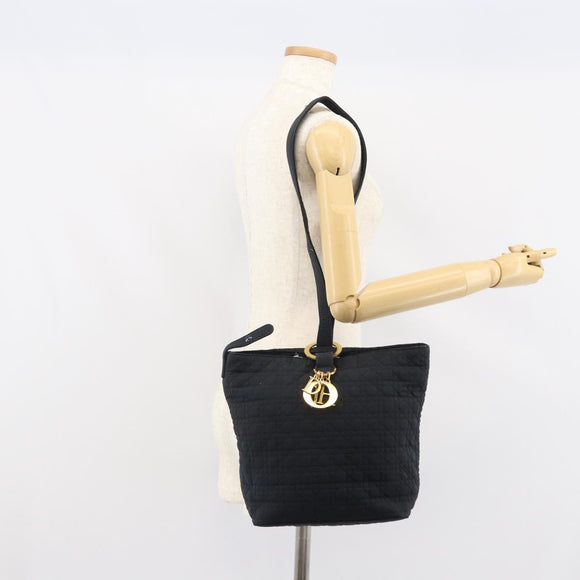 Christian Dior Canage Shoulder Bag Black Gold Auth 166720