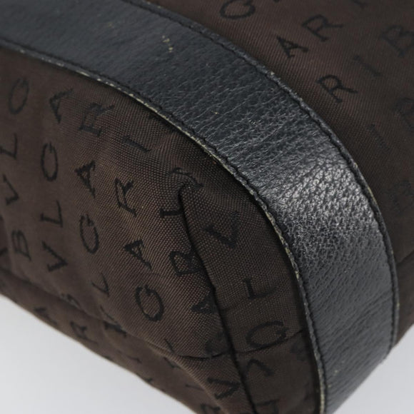 BVLGARI Logo Mania Tote Bag Canvas Black Silver Auth 166723