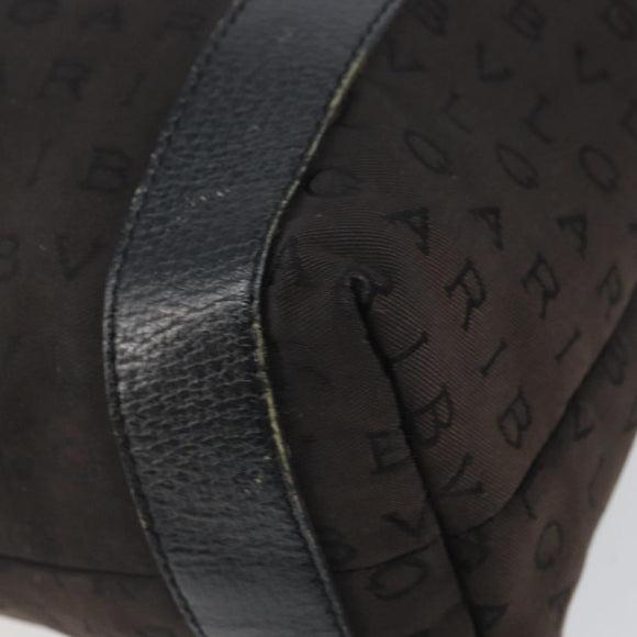 BVLGARI Logo Mania Tote Bag Canvas Black Silver Auth 166723