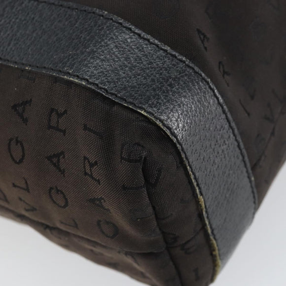 BVLGARI Logo Mania Tote Bag Canvas Black Silver Auth 166723