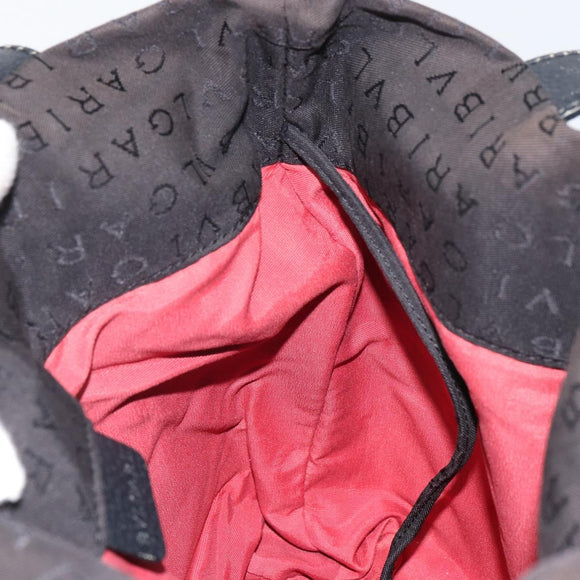 BVLGARI Logo Mania Tote Bag Canvas Black Silver Auth 166723