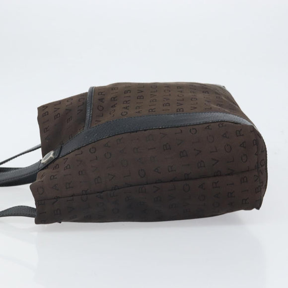 BVLGARI Logo Mania Tote Bag Canvas Black Silver Auth 166723