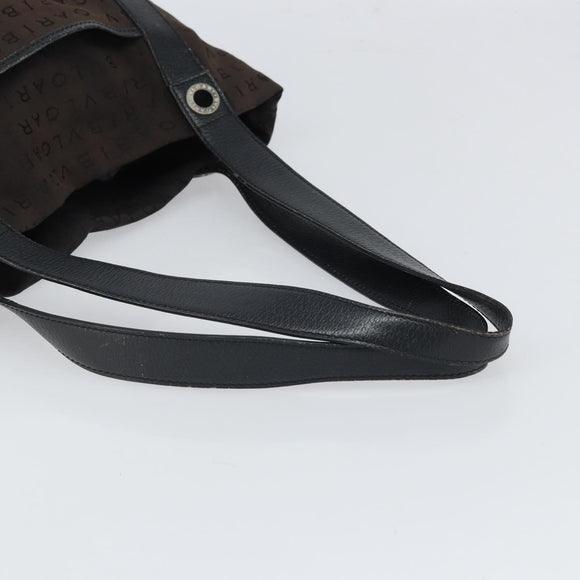 BVLGARI Logo Mania Tote Bag Canvas Black Silver Auth 166723