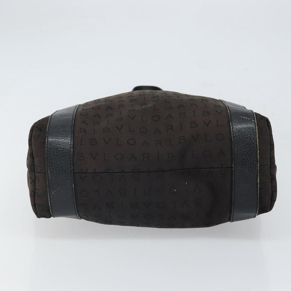 BVLGARI Logo Mania Tote Bag Canvas Black Silver Auth 166723