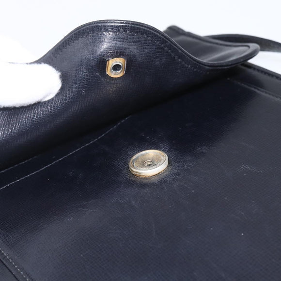 SAINT LAURENT Shoulder Bag Leather Gold Black Auth 166724