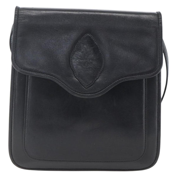 SAINT LAURENT Shoulder Bag Leather Gold Black Auth 166724