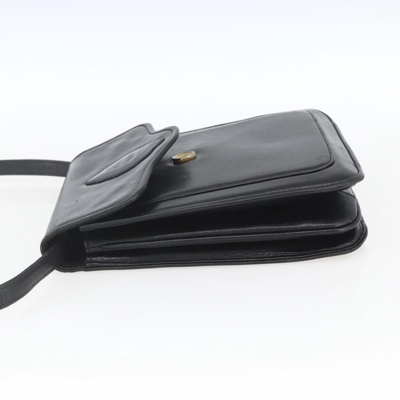 SAINT LAURENT Shoulder Bag Leather Gold Black Auth 166724