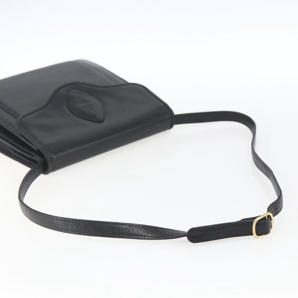 SAINT LAURENT Shoulder Bag Leather Gold Black Auth 166724