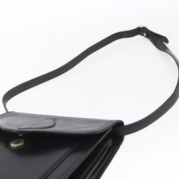 SAINT LAURENT Shoulder Bag Leather Gold Black Auth 166724