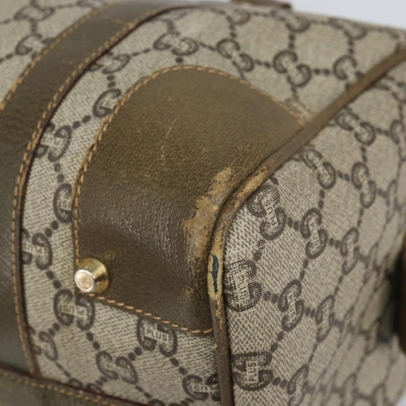 GUCCI GG Plus Supreme Boston Bag PVC Beige Gold Auth 166725