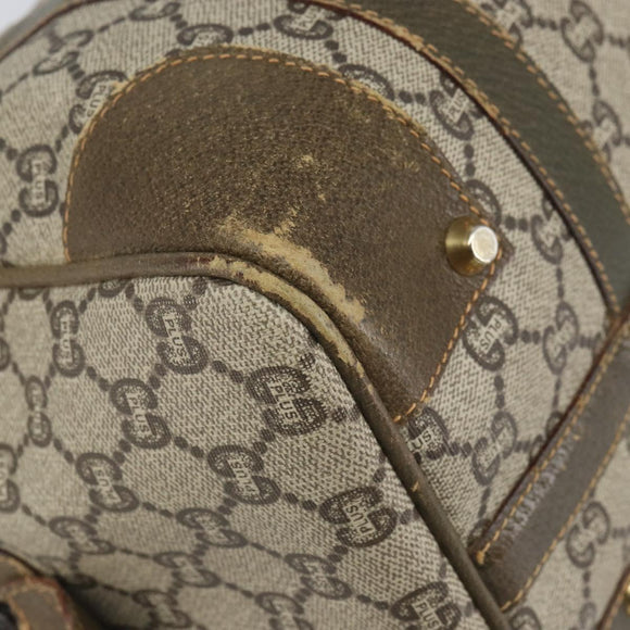 GUCCI GG Plus Supreme Boston Bag PVC Beige Gold Auth 166725