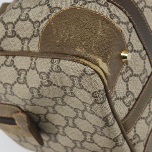 GUCCI GG Plus Supreme Boston Bag PVC Beige Gold Auth 166725
